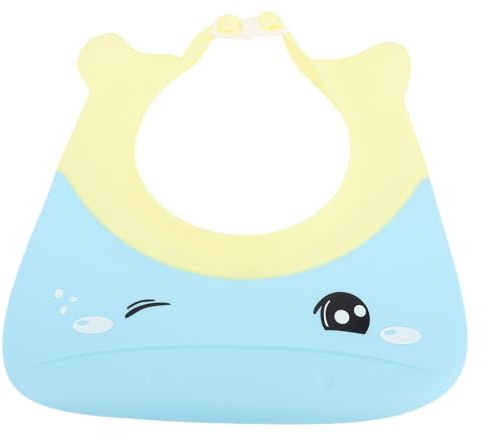 Cuffia da doccia per bambini regolabile antiscivolo morbida e delicata per il lavaggio dei capelli del bambino in plastica 25 x 25 cm (Blu)