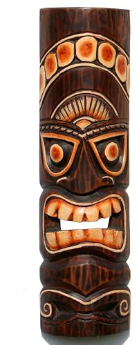Wogeka - 50 cm Tiki Holz Maske - Neuseeland Maori Wandmaske als Geschenk-Idee Handarbeit Bali Maske68