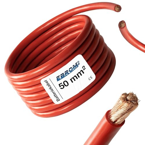 5 Meter Batteriekabel ROT H07V-K 50 mm² - Batterie Kabel - 99,9% OFC Kupfer - 5 m (5M) 50mm2