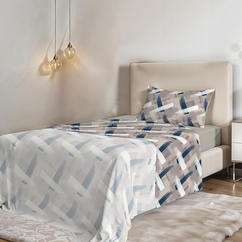 Set Lenzuola Letto Piazza e Mezzo, Made in Italy, Microfibra – Completo Letto, Lenzuolo sotto con angoli 120x200, Lenzuolo Sopra e Federa, Pennellate