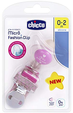 Chicco Succhietto Micrò e Clip Girl 0-2M, Silicone, Rosa