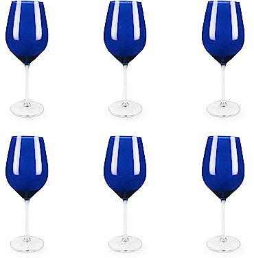 Excelsa Cobalto Set 6 Calici Vino, Vetro, Blu