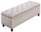 BAKAJI - Baúl de almacenaje con reposapiés para Dormitorio, Banco con Estructura de Madera y Revestimiento de Tela, Asiento abatible Acolchado, Color Beige, Dimensiones: 121 x 42 x 43 cm.