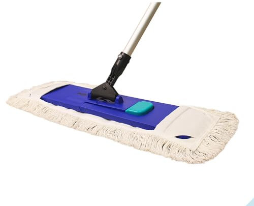 Set per mocio telescopico 3 pezzi – 50 cm – Supporto pieghevole + panno per la pulizia + manico telescopico (10 pezzi, con frange – frange