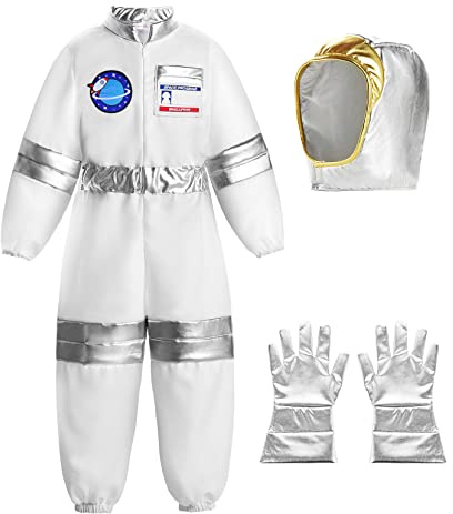 ReliBeauty Costume Astronauta Bambino Vestiti Carnevale,8-9 Anni,130