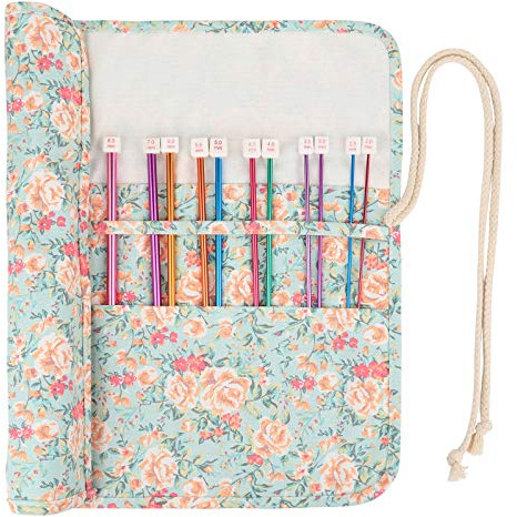 Coopay Tunisian Crochet Hook Set for Beginners Adults, Tunisian Knitting Needles Roll, 11 Metal Afghan Crochet Hooks with Case, for Learning Tunisian Crochet or Small Projects, Colourful