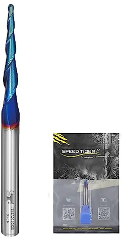 SPEED TIGER Carbide Tapered End Mill - ITBTA CNC Carving Bits, Ball Tip R1, 1/4 Shank 3 OVL - for Metal, Steel, and Wood - Professional Mill Bits Sets