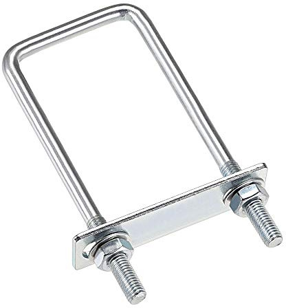 sourcing map Fyrkantiga U-bultar 2 tum (50 mm) inre bredd 150 mm längd kolstål M8 med muttrar, ramplatta, runda brickor