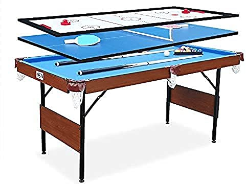 RACK Crux 55-Inch Folding Billiard/Pool Table (Blue 3-in-1 Multi Game) – Budget, Foldable, Indoor, Table Top, Mini Pool Table for Adults & Kids