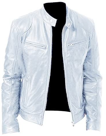 XOMART Chaqueta De Cuero Delgada Con Cuello Levantado Para Hombre De Primavera Y OtoñO, DecoracióN De Bolsillo, Traje De Motocicleta, Chaqueta De Cuero Pu