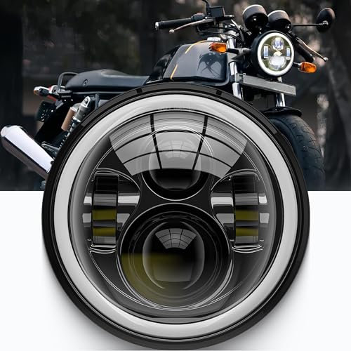 DREAMIZER 7 Zoll Motorrad Scheinwerfer mit Weißem DRL Angel Eye Amber Blinkerscheinwerfer, Kompatibel mit Harley Electra Glide, Softail 1984-2018, Street Glide 2006-2014, Wrangler JK TJ