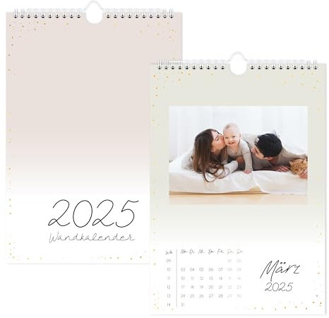 Fotokalender 2025 zum Selbstgestalten - Bastelkalender 2025 von Janury bis Dezember, Kalender 2025 Familienplaner, DIN A4 Kalender für 10x15 cm Fotos