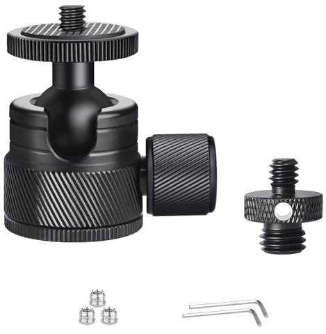 ARTCISE Mini Rótula de Bola, CB20 Mini Cabeza de Trípode Metal de 20 mm con Adaptador de Tornillo roscado de 1/4-20 Macho a 1/4-20 Macho para Todas Las Cámaras/Trípodes/Monitores/Luces