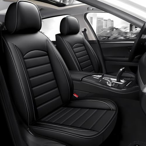 Chifeng Autositzbezüge Auto Vordersitz 2 PCS Set Für Hyundai KONA Autositzbezüge Leder ，Komfortabel Wasserfest Verschleißfest Atmungsaktiv Schwarz