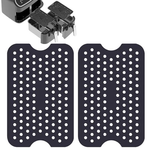HonGien 2pcs Silicone Air Fryer Liner for Ninja Dual Reusable Double Basket Air Fryer Liners Hot Pads for Multifunction Kitchen Accessories Air Fryer Liners (5.1 x7.87inch (Rectangle))