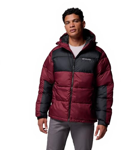 Columbia Men's Pike Lake 2 Hooded Jacket, Hooded Puffer Jacket, Rich Wine, Black, L