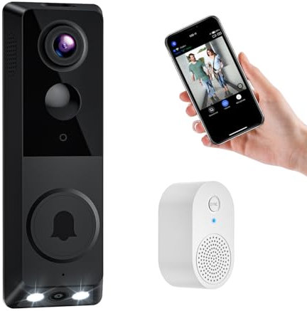 Blazique Smart Video Doorbell Dual Camera, Wireless Indoor/Outdoor Surveillance Cam, AI Human Detection, Live View, Included Doorbell Receiver, 2-Way Audio, Night Vision, 2.4G WiFi, Cloud Storage