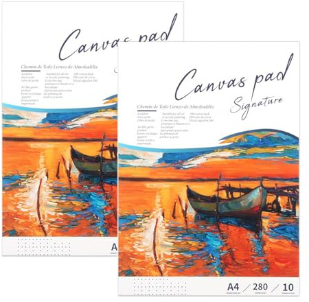 2Pcs Oil Painting Paper Pad, Total 24 Sheets, 300 GSM Canvas Paper, Tear-Out Design, Drawing Paper for Oil Paints, Acrylic, Oil Pastel, Art Suppliers for Kids Students Adults Beginner