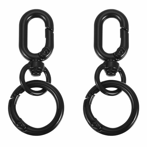 PATIKIL 2.2 Mousquetons Pivotants Avec Anneaux, 2Pcs Double Ouverture Métal Ovale Clip À Ressort Pivotant Avec O Ring Pour DIY Bijoux Fabrication De Lanière, Noir