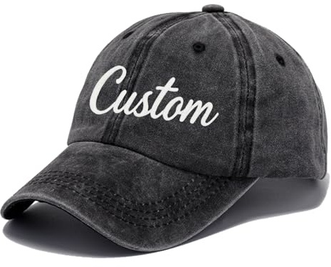 Personalised Baseball Cap for Men,Embroidery Washed Vintage Dad Cap,Custom Baseball Caps for Boys Grils,Personalised Hat with Any Text Name Logo,Adjustable Men's Hats & Caps