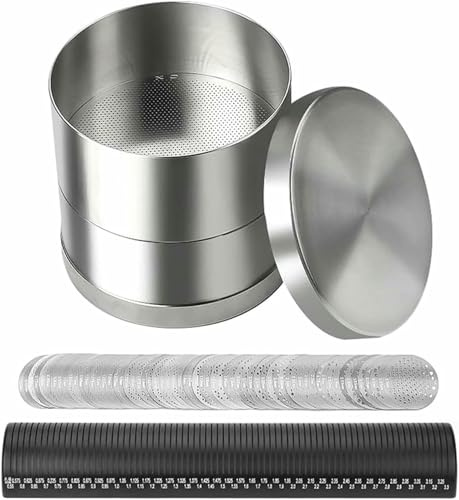 MNJVCFDS Diamond Sorting Sieves - Precision Diamond Grading Sieve Set, Rust-Resistant Steel & Dual-Layer Design | Includes Sieve Codes & PVC Stand