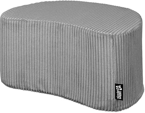 DreamRoots Cord Hocker 54x36x35 cm - Bequemer Fußhocker & Sitzwürfel, vielseitig als Sitzgelegenheit, Beistelltisch & Bodenkissen, Halbmond, Dunkelgrau