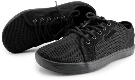 JOMIX Scarpe Uomo Comode in Tela Scarpe Barefoot Uomo Pianta Larga con Toe Box Ampio Sneakers Estive Leggere Traspiranti Scarpe Basse Casual Sportive con Lacci Nero 43