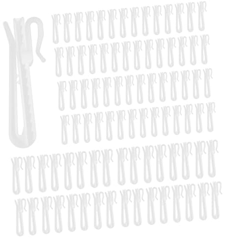 Toyvian Lot de 100 Crochets de Réglage pour Rideaux, Crochets à Pince en Plastique, Longueur 7 Cm, Accessoires pour Rideaux D’intérieur, Utilisation Polyvalente pour Tringles et Draperies