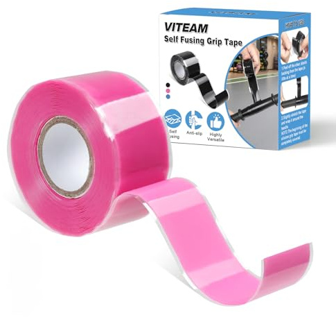 VITEAM Grip Tape Silicone Rubber Grip Tape Fusion Water-Resistan Tape for Handle，Pull Up Bar, Barbells, Dumbbells, Lacrosse, Sport Equipments and Tools Pink