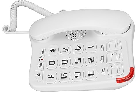 Sorandy Fast Telefon med Stor Knapp med Sladd med Bildnycklar för Seniorer Hemmakontor [Thunder Protection Design] för äldre ABS-material