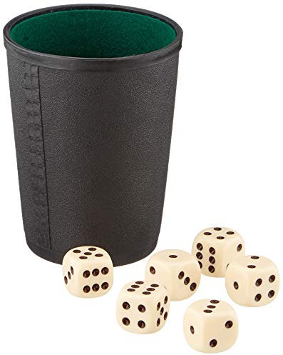 Nürnberger-Spielkarten-Verlag GmbH 2210005061 Würfelbecher Kunstoff (Mit Filz ausgeschlagen), 6 Würfel + Anleitung in Faltschachtel