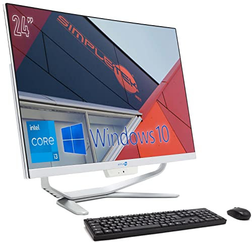 PC All in One 24 Full HD Curvo Core i3 3.40GHz Windows 10 Pro 16GB RAM SSD 240GB | Webcam 1080p WiFi5 BT HDMI ordenador fijo Aio casa escuela trabajo Simpletek