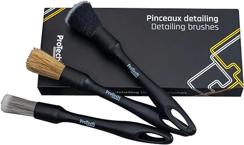 ProTech Monte-Carlo - Kit de 3 Pinceaux de Nettoyage Voiture - Pinceaux Doux et Souples pour Nettoyer Jantes, Habitacle et Extérieur