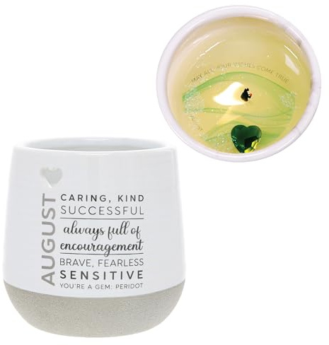 Pavilion Gift Company - August 11 oz Wax Reveal Candle, Natural Soy Wax Birthstone Candle, Jasmine Scented, Gemstone Candle with Crystal Inside, Birthday Gifts for Women, 1 Count