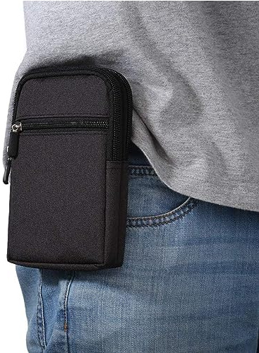 Narunii Borsa da Cintura per Cellulare Uomo,Sacchetto per Cellulari,Sacchetto della Clip Verticale Custodia,Borsa da Cintura Telefono Custodia con Moschettone (Nero)