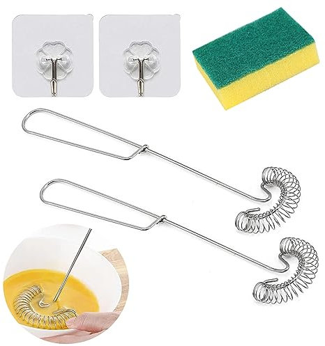 EnixwH 2 Pezzi Frusta a Spirale in Acciaio Inox, Frusta a Spirale, Frusta in Acciaio Inossidabile, Frusta da Cucina per Mescolare Latte Uova Cream più Salse Utensili da Accessori da Cucina