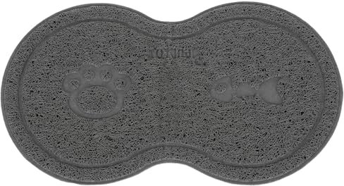 Napfunterlage Groß Anti-Rutsch Wasserdicht Hundepfotenabdruck für Haustiere Katzen Hunde Grau 24088