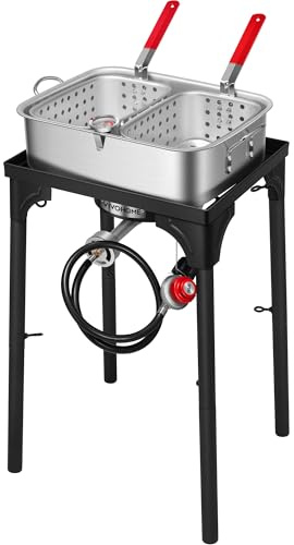 VIVOHOME Double Deep Fryer with 2 Baskets and 54,000 BTU Cast Iron Burner Stand