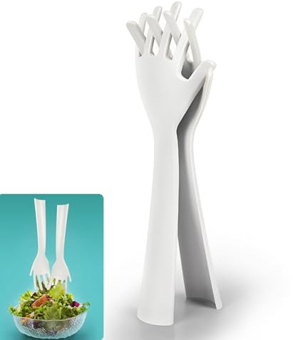 Bootoow - Posate per insalata, in plastica, 2 pezzi, per insalata, per insalata, in plastica, per campeggio, a casa o in viaggio, colore verde, 26,5 cm