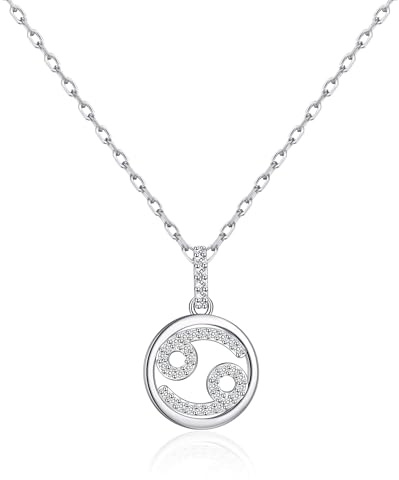Philip Jones Collana con segno zodiacale Cancro con cristalli Zircondia