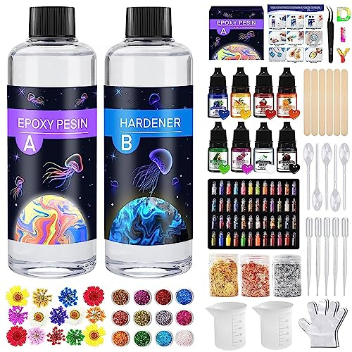 TOSUTO Resina Epossidica Trasparente Kit Principianti 600ml - Rapporto 1:1 Colla Resina Epoxy con Indurente per Creazione Gioielli Fai da Te, Legno, Decorazioni, Resinas per Creazioni