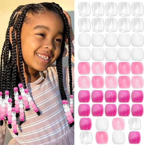Shimmerz 48 Rosa Haarperlen für Dreadlocks, Zöpfe und Pferdeschwänze - Hellrosa, Kinder Mädchen Schmuckmacher Haaraccessoires