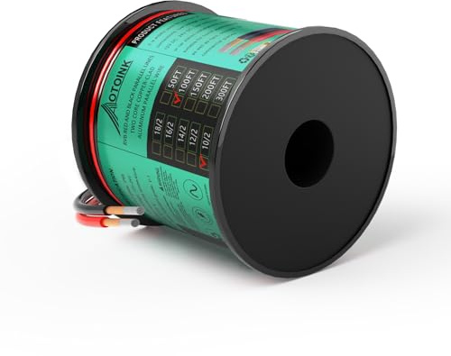 AOTOINK 30,48 Metros Calibre 10 2 Cordones Aluminio Revestido de Cobre Alambres Eléctricos Cable de Extensión 10/2 CCA 10 AWG para Tiras LED, Luces, Lámparas, Automóviles, Barcos, Altavoces, Audio