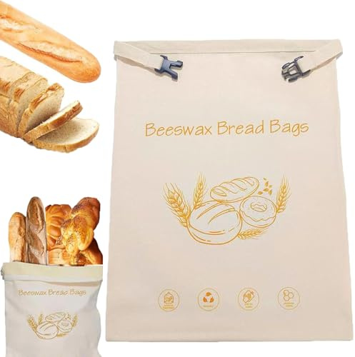 Sacs à pain à la cire d'abeille réutilisables, Sacs à pain en coton biologique en cire d'abeille pour levain fait maison 17 × 13, Sac de rangement de nourriture pour rester frais (1Pcs)
