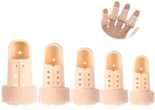 Eddrfy 5 Stecche per Dita + 5 Protezioni Elastiche per Dita, Stecca Regolabile per Indice, Medio e Mignolo, Protezione Confortevole della Punta del Dito dopo Infortuni