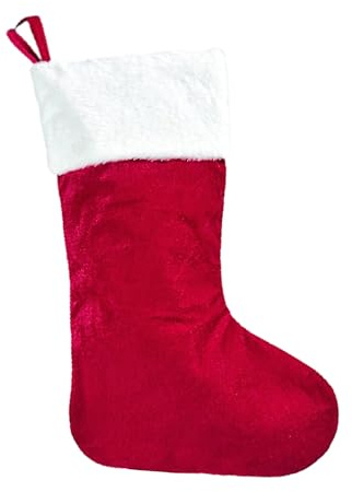Kirain Calza di Natale in velluto rosso, 45 cm, calze di Natale grandi calze di Natale da appendere, sacchetti regalo per la famiglia, decorazioni natalizie per le vacanze