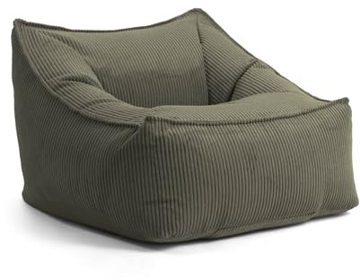 mokebo Sitzsack Sessel aus Cord 'Der Lümmel', XXL Sitzsack, Cord Sessel oder Sitz Sessel für Wohnzimmer und Wintergarten, auch als Riesensitzsack in 83x73x60 (BxHxT in cm) in Grün