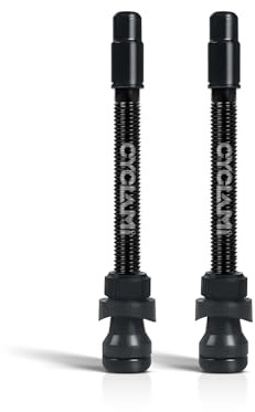 2 Pezzi CYCLAMI Valvole Presta Tubeless Nere 65mm, Valvole Anti-Perdita in Alluminio di Alta Qualità per Pneumatici Senza Camera d'Aria, con Strumento di Rimozione dell'Inserto della Valvola per Bici