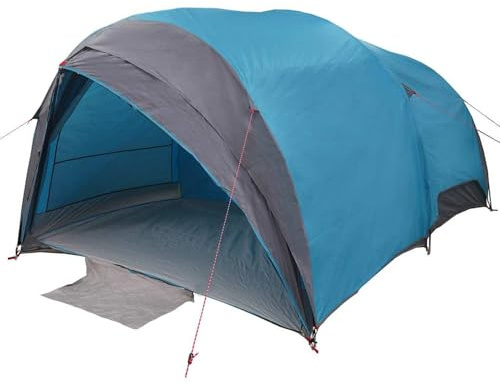 HOMELEN Tente tunnel avec toit bleu 410 x 285 x 198 cm Taffeta imperméable 6 personnes Abri de camping d'extérieur avec port électrique, crochet de suspension, ventilation pour les aventures