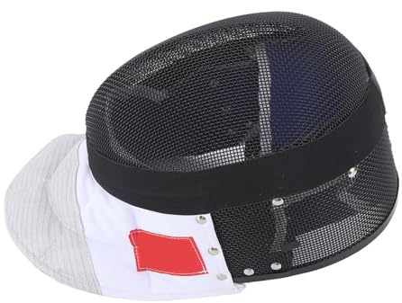 Chiyyak Equipo de Protección de Esgrima Máscara de Construcción Premium con Babero para Protección del Cuello y la Garganta Casco de Esgrima de Malla Metálica Negro (M)